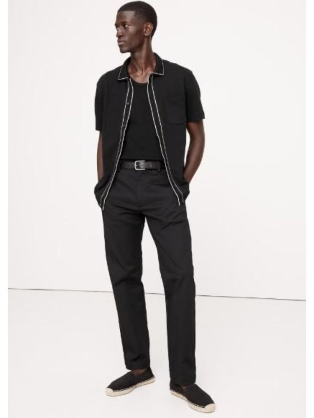 Banana Republic  Luxury Touch Shirt Short Sleeve Classic Fit Mens L Black